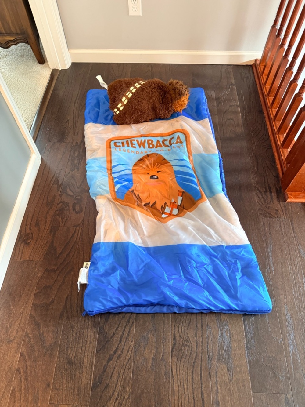 Starwars Chewbacca Kids Sleeping Bag with Plush Pillow - Blue & Orange
